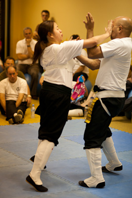 Sparring. High palm strike.