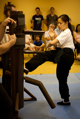 Muk Yan Jong. Low stamp kick with chamber.